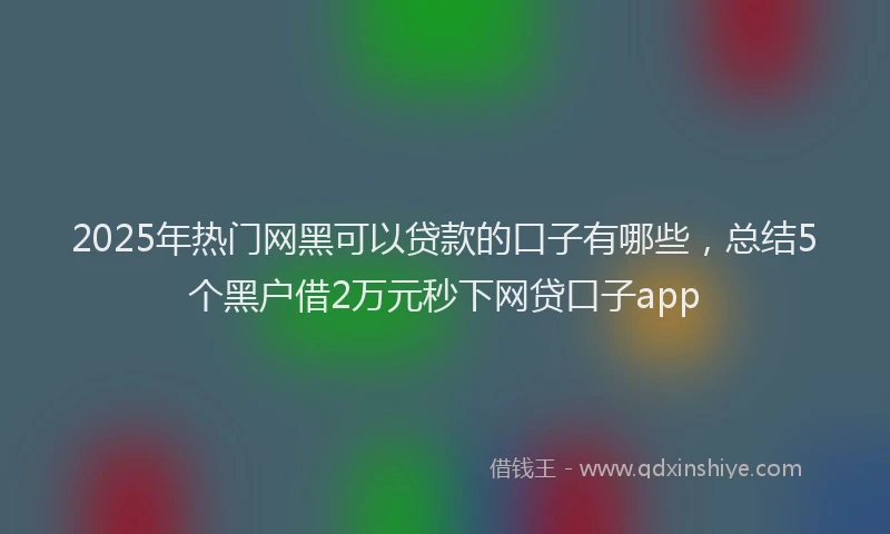 2025年热门网黑可以贷款的口子有哪些，总结5个黑户借2万元秒下网贷口子app