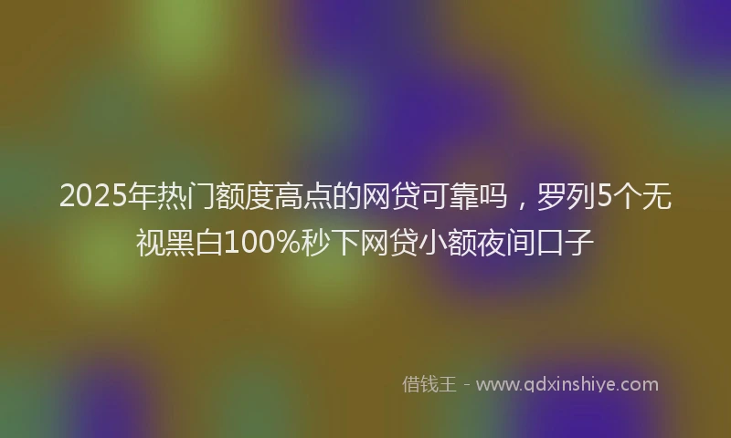 2025年热门额度高点的网贷可靠吗，罗列5个无视黑白100%秒下网贷小额夜间口子