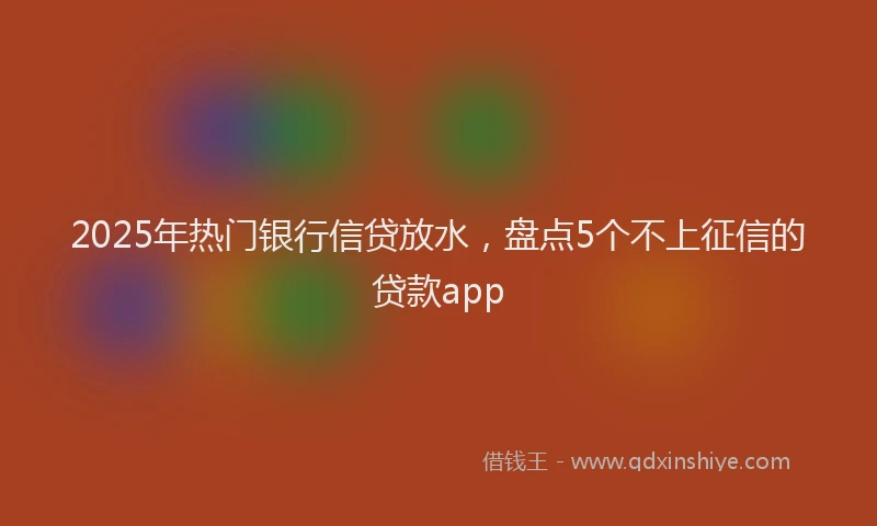 2025年热门银行信贷放水，盘点5个不上征信的贷款app