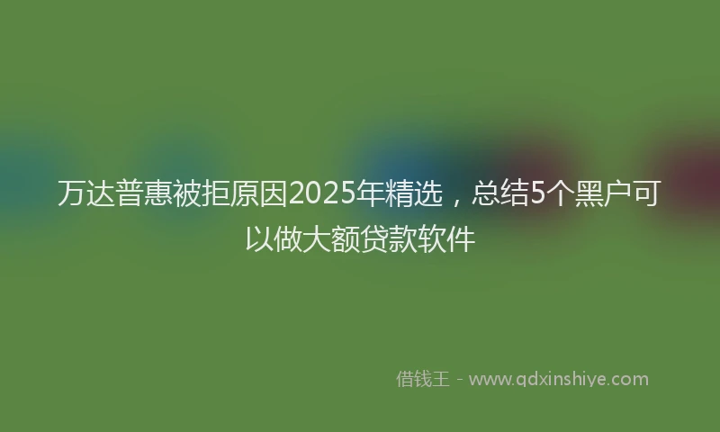 万达普惠被拒原因2025年精选，总结5个黑户可以做大额贷款软件