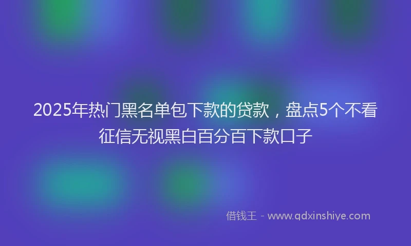 2025年热门黑名单包下款的贷款，盘点5个不看征信无视黑白百分百下款口子