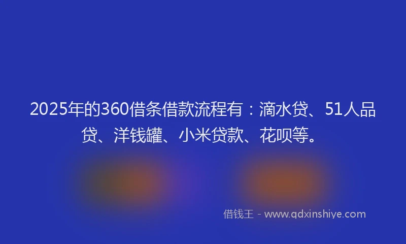2025年的360借条借款流程有：滴水贷、51人品贷、洋钱罐、小米贷款、花呗等。