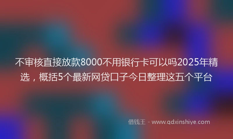 不审核直接放款8000不用银行卡可以吗2025年精选，概括5个最新网贷口子今日整理这五个平台