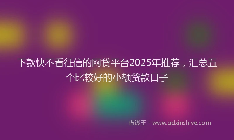 下款快不看征信的网贷平台2025年推荐，汇总五个比较好的小额贷款口子