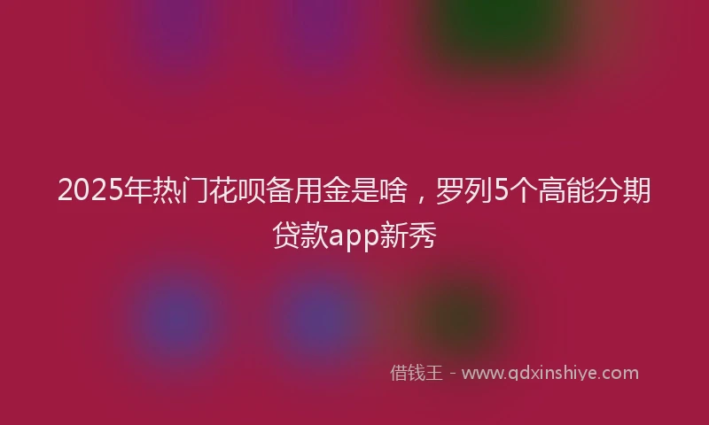 2025年热门花呗备用金是啥，罗列5个高能分期贷款app新秀