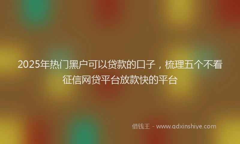 2025年热门黑户可以贷款的口子，梳理五个不看征信网贷平台放款快的平台