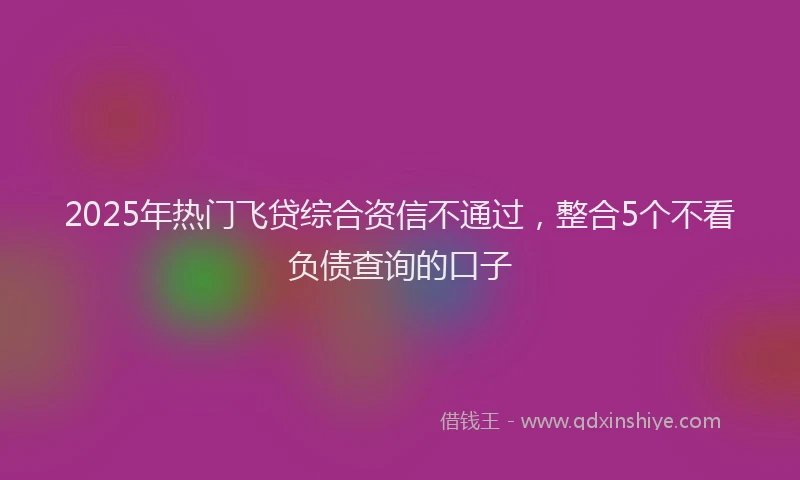2025年热门飞贷综合资信不通过，整合5个不看负债查询的口子