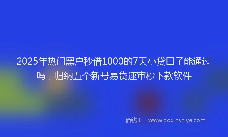 2025年热门黑户秒借1000的7天小贷口子能通过吗，归纳五个新号易贷速审秒下款软件