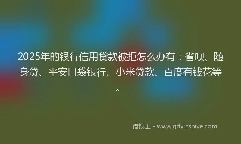 2025年的银行信用贷款被拒怎么办有：省呗、随身贷、平安口袋银行、小米贷款、百度有钱花等。