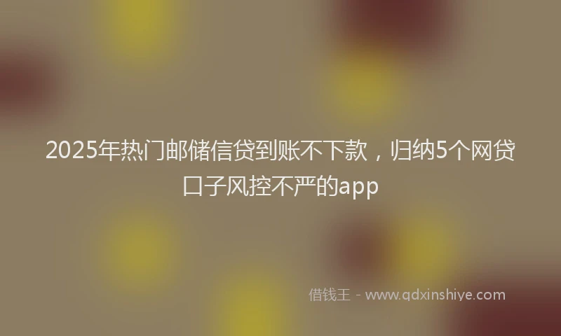 2025年热门邮储信贷到账不下款，归纳5个网贷口子风控不严的app