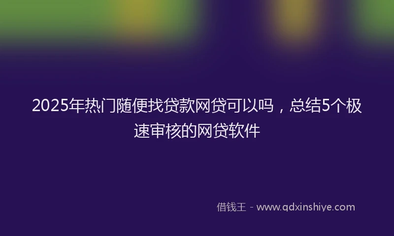 2025年热门随便找贷款网贷可以吗，总结5个极速审核的网贷软件