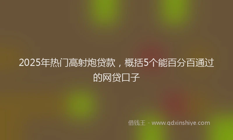 2025年热门高射炮贷款，概括5个能百分百通过的网贷口子