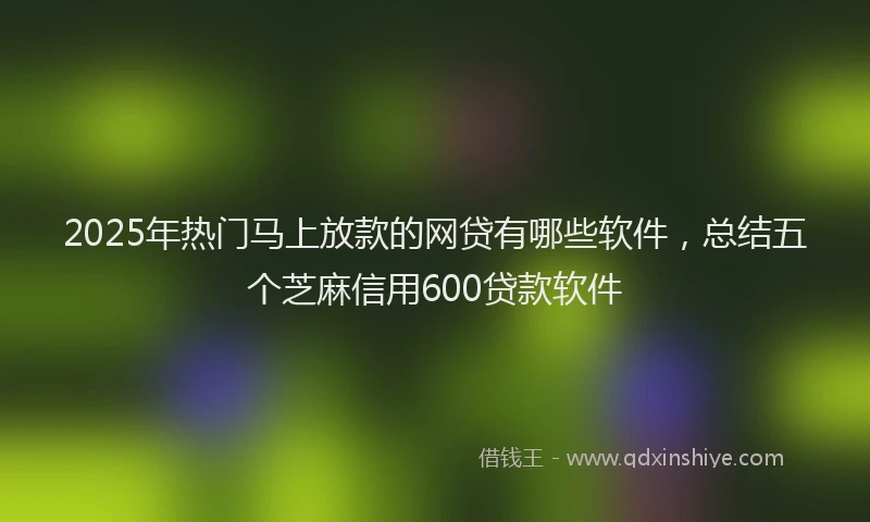 2025年热门马上放款的网贷有哪些软件，总结五个芝麻信用600贷款软件
