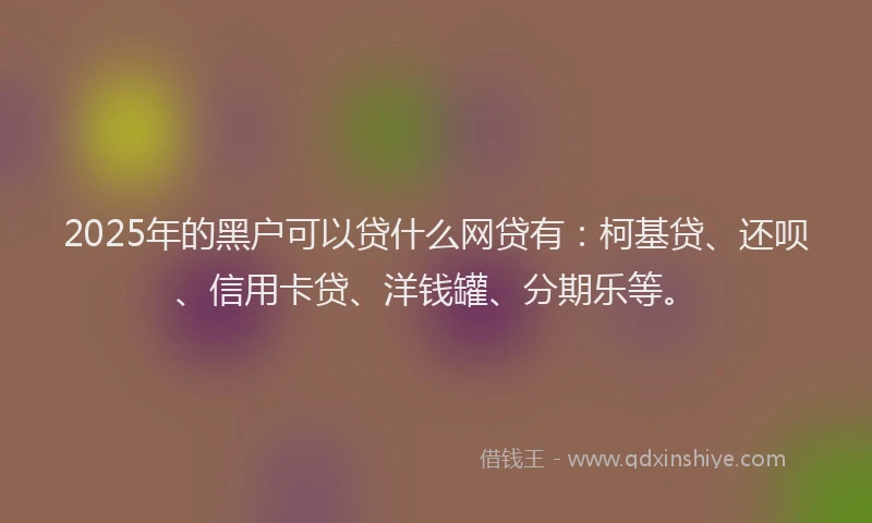 2025年的黑户可以贷什么网贷有：柯基贷、还呗、信用卡贷、洋钱罐、分期乐等。