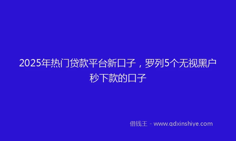 2025年热门贷款平台新口子，罗列5个无视黑户秒下款的口子