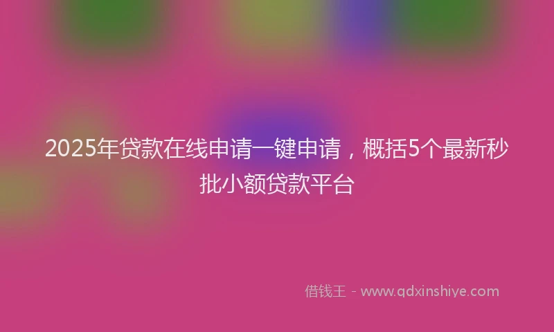 2025年贷款在线申请一键申请，概括5个最新秒批小额贷款平台