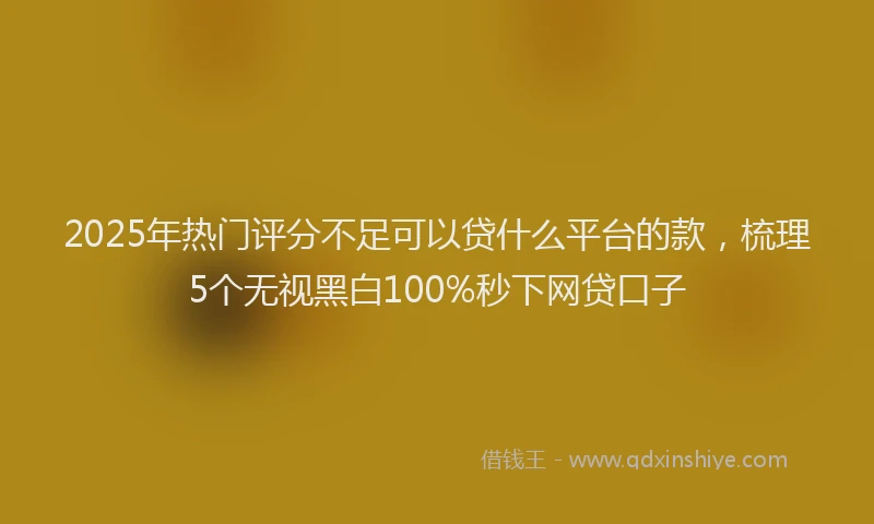 2025年热门评分不足可以贷什么平台的款，梳理5个无视黑白100%秒下网贷口子