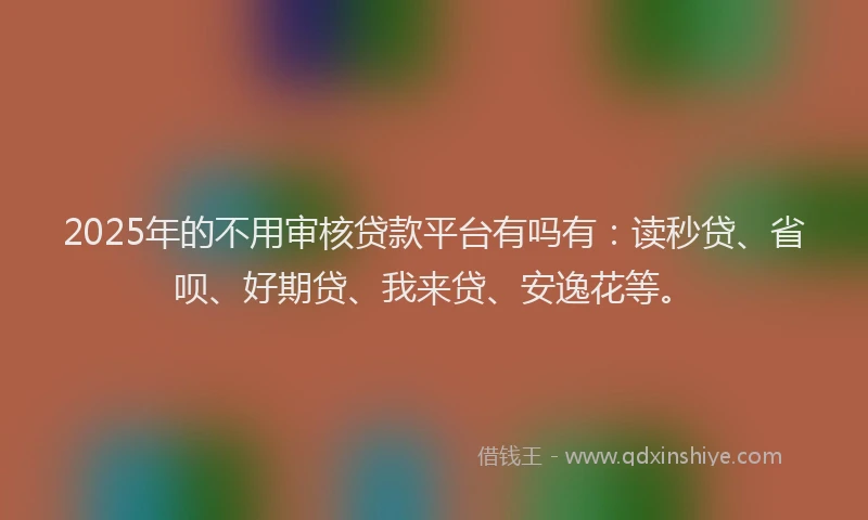 2025年的不用审核贷款平台有吗有：读秒贷、省呗、好期贷、我来贷、安逸花等。