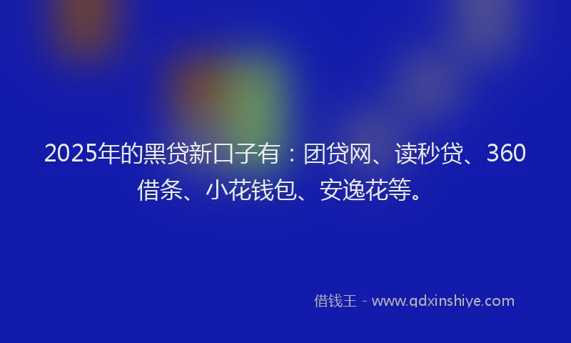 2025年的黑贷新口子有：团贷网、读秒贷、360借条、小花钱包、安逸花等。