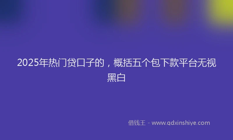 2025年热门贷口子的，概括五个包下款平台无视黑白