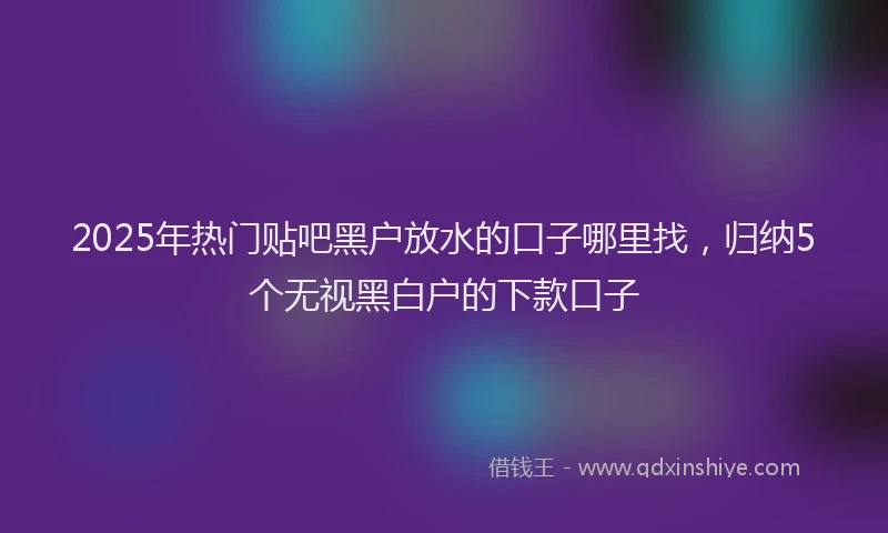 2025年热门贴吧黑户放水的口子哪里找，归纳5个无视黑白户的下款口子