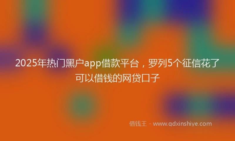 2025年热门黑户app借款平台，罗列5个征信花了可以借钱的网贷口子