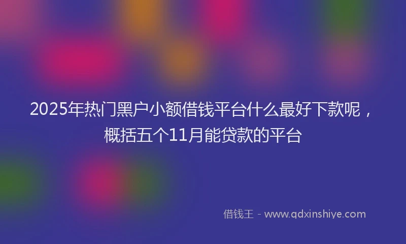 2025年热门黑户小额借钱平台什么最好下款呢，概括五个11月能贷款的平台