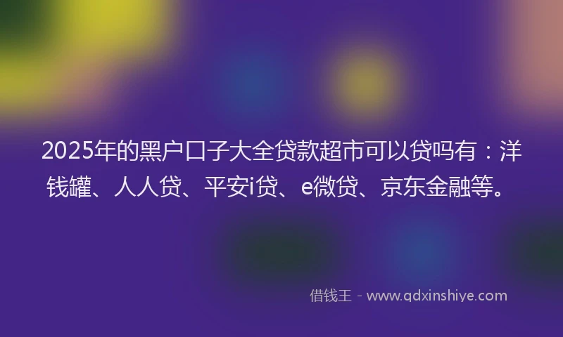 2025年的黑户口子大全贷款超市可以贷吗有：洋钱罐、人人贷、平安i贷、e微贷、京东金融等。