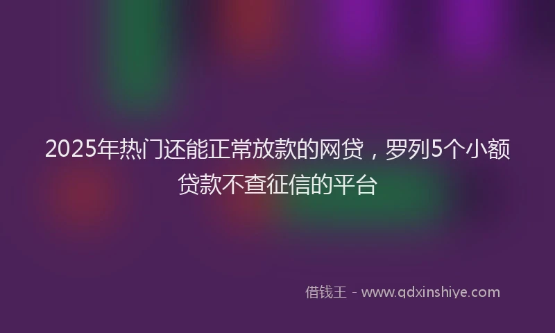 2025年热门还能正常放款的网贷，罗列5个小额贷款不查征信的平台
