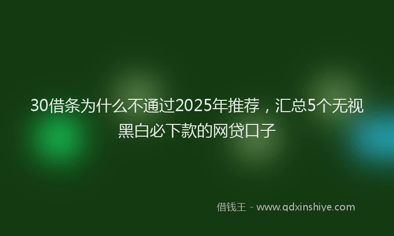 30借条为什么不通过2025年推荐，汇总5个无视黑白必下款的网贷口子