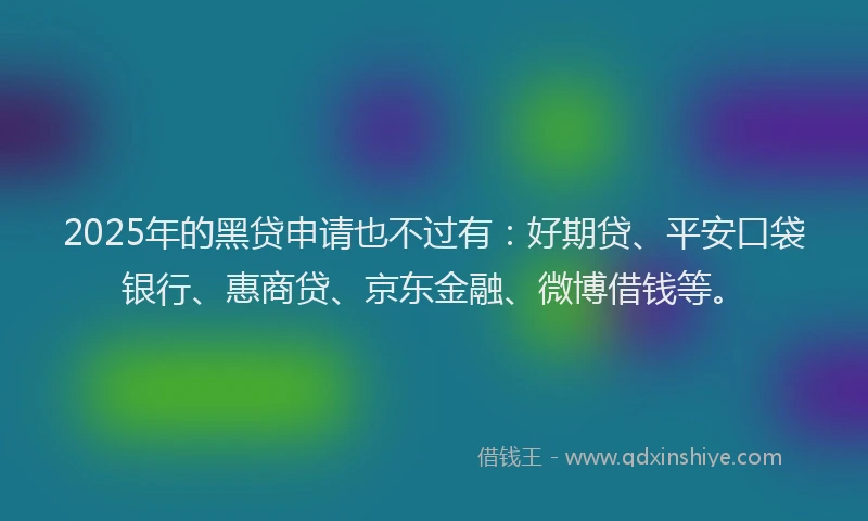 2025年的黑贷申请也不过有：好期贷、平安口袋银行、惠商贷、京东金融、微博借钱等。