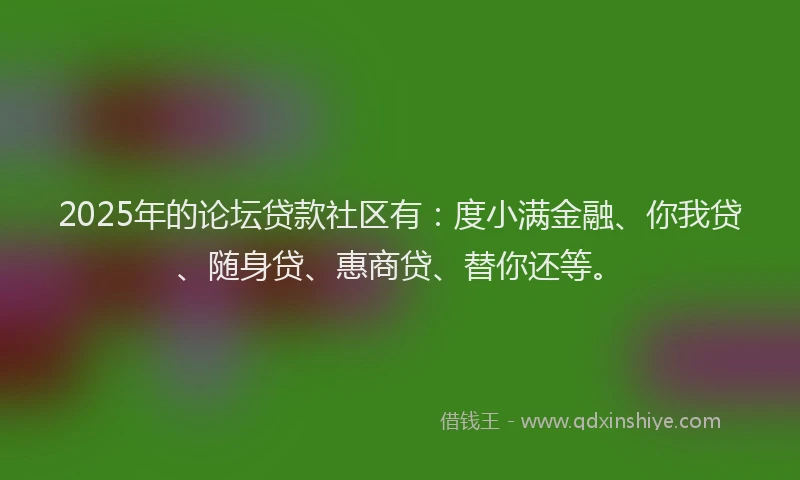 2025年的论坛贷款社区有：度小满金融、你我贷、随身贷、惠商贷、替你还等。