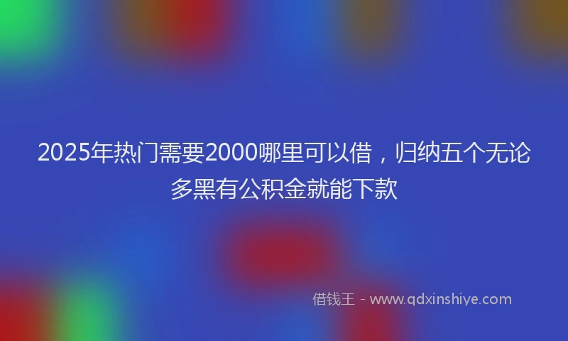 2025年热门需要2000哪里可以借，归纳五个无论多黑有公积金就能下款