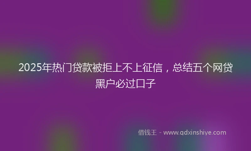 2025年热门贷款被拒上不上征信，总结五个网贷黑户必过口子