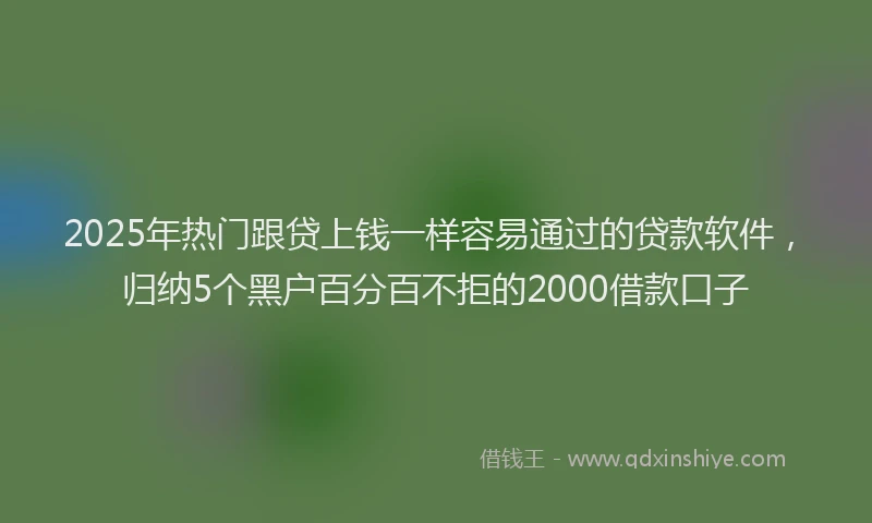 2025年热门跟贷上钱一样容易通过的贷款软件，归纳5个黑户百分百不拒的2000借款口子