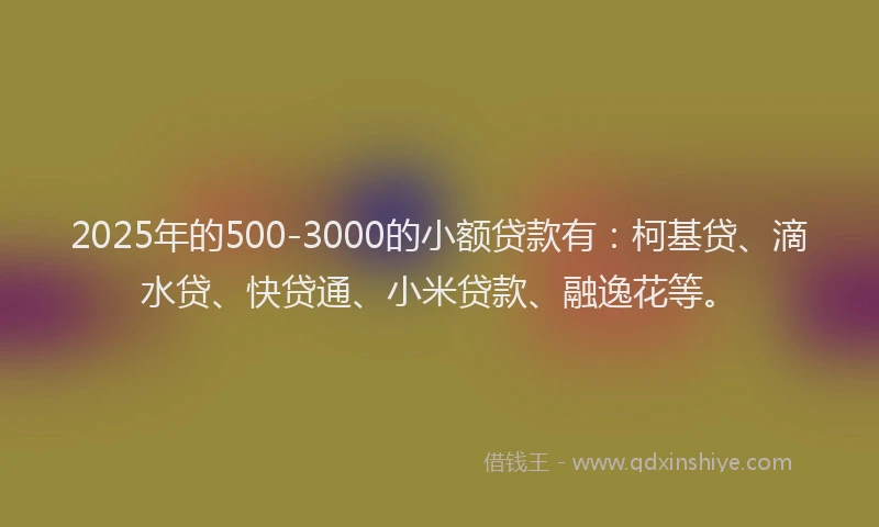 2025年的500-3000的小额贷款有：柯基贷、滴水贷、快贷通、小米贷款、融逸花等。