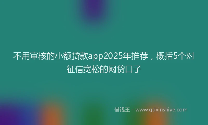 不用审核的小额贷款app2025年推荐，概括5个对征信宽松的网贷口子