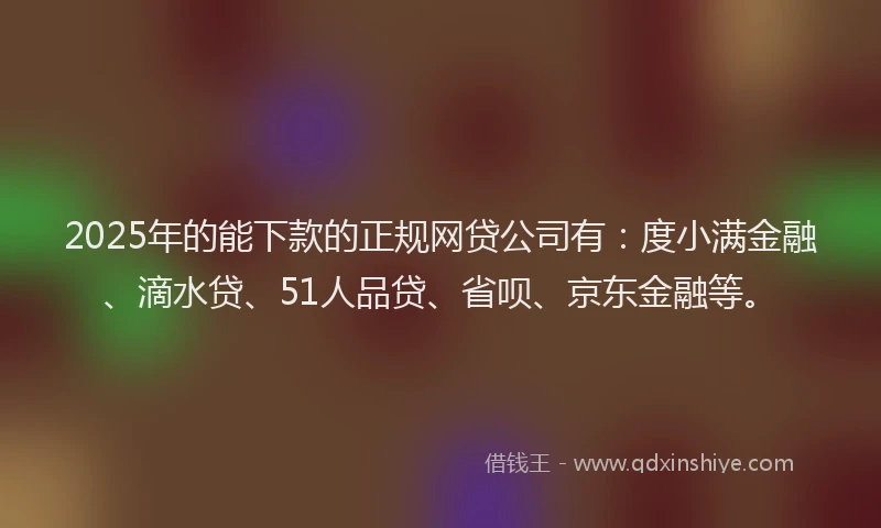 2025年的能下款的正规网贷公司有：度小满金融、滴水贷、51人品贷、省呗、京东金融等。