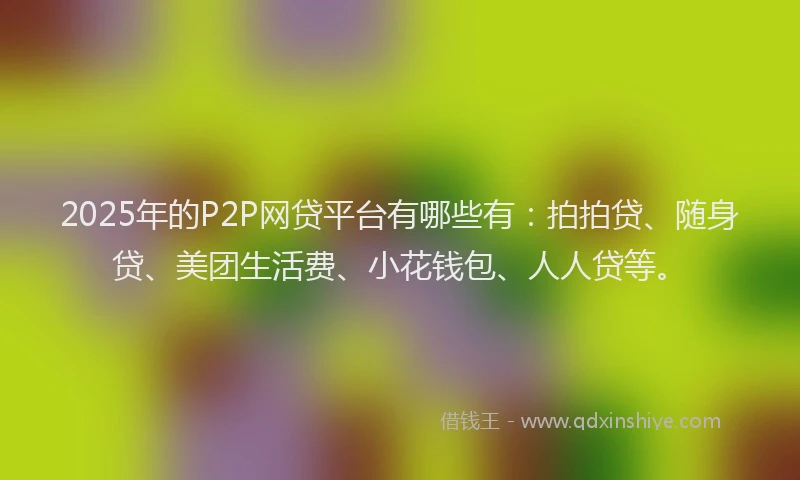 2025年的P2P网贷平台有哪些有：拍拍贷、随身贷、美团生活费、小花钱包、人人贷等。