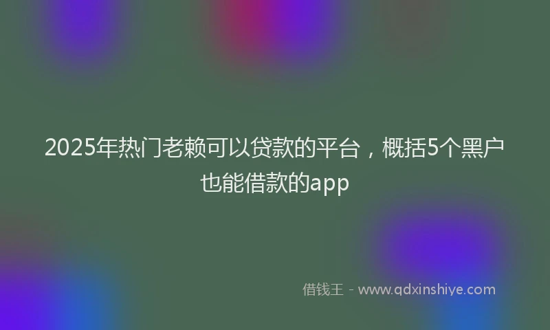 2025年热门老赖可以贷款的平台，概括5个黑户也能借款的app