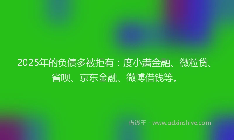 2025年的负债多被拒有：度小满金融、微粒贷、省呗、京东金融、微博借钱等。
