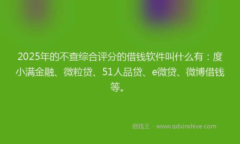 2025年的不查综合评分的借钱软件叫什么有：度小满金融、微粒贷、51人品贷、e微贷、微博借钱等。