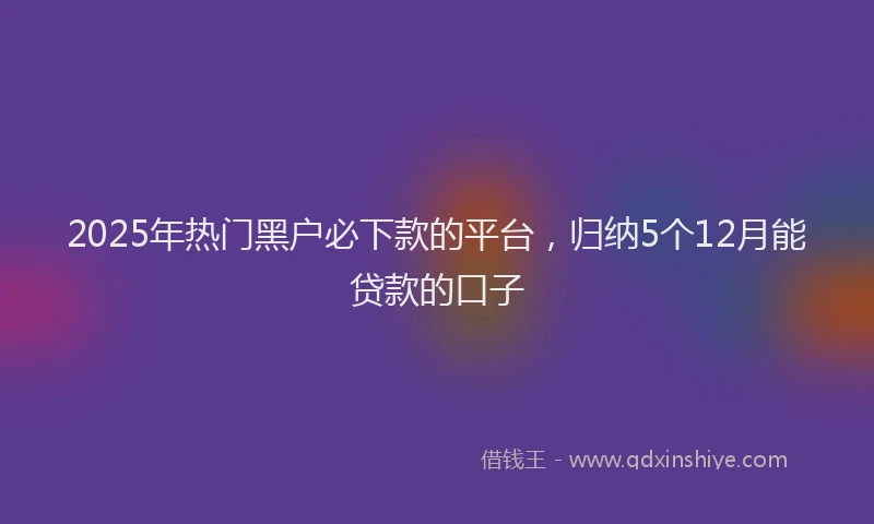 2025年热门黑户必下款的平台，归纳5个12月能贷款的口子