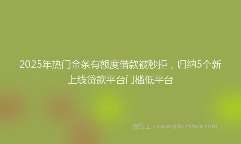 2025年热门金条有额度借款被秒拒，归纳5个新上线贷款平台门槛低平台