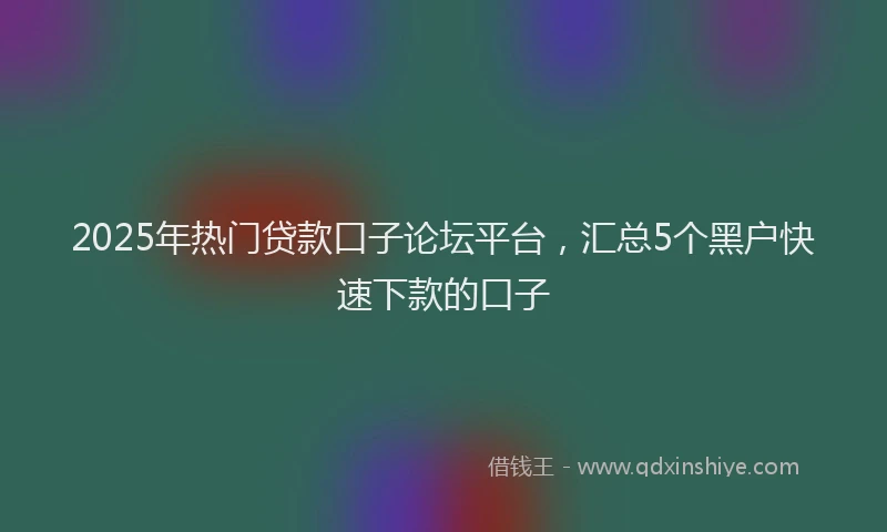 2025年热门贷款口子论坛平台，汇总5个黑户快速下款的口子