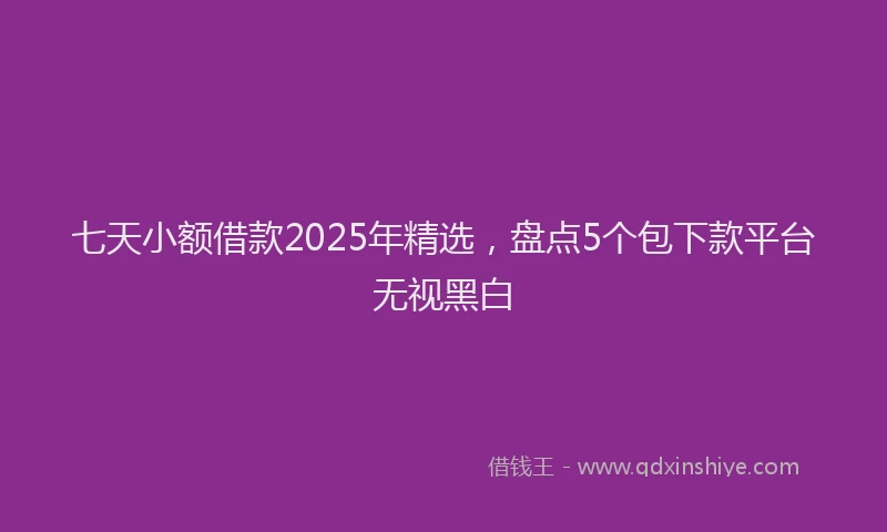 七天小额借款2025年精选，盘点5个包下款平台无视黑白