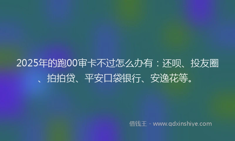2025年的跑00审卡不过怎么办有：还呗、投友圈、拍拍贷、平安口袋银行、安逸花等。
