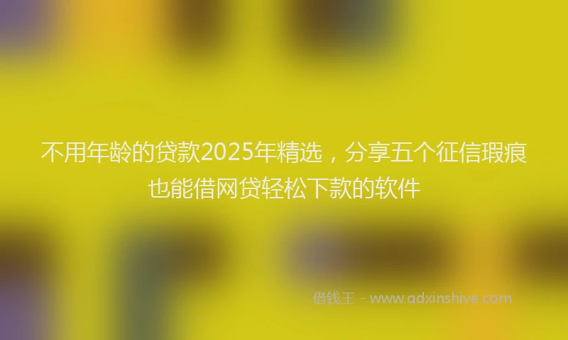 不用年龄的贷款2025年精选，分享五个征信瑕疵也能借网贷轻松下款的软件