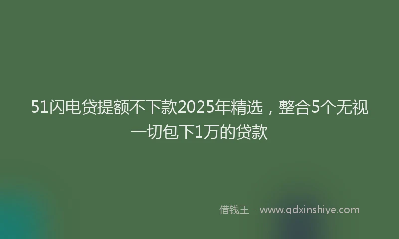 51闪电贷提额不下款2025年精选，整合5个无视一切包下1万的贷款