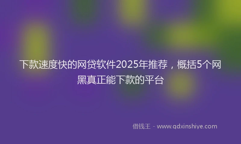 下款速度快的网贷软件2025年推荐，概括5个网黑真正能下款的平台
